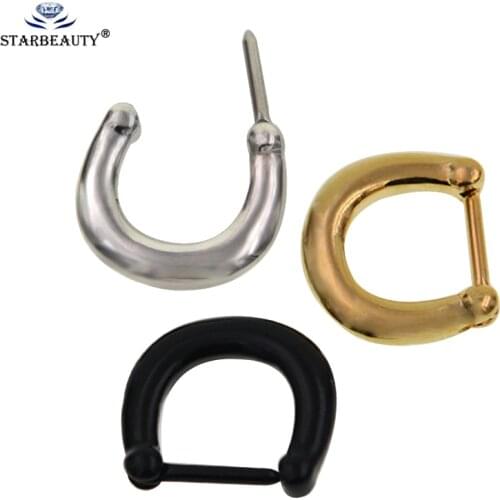 1Pc Simple Design 1.2*8mm Titanium Anodized Stainless Steel Body Jewelry Nose Piercing Nose Rings Studs