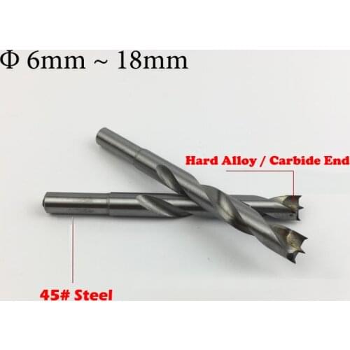 10.5mm 12mm 13mm 15mm 16mm 18mm HSS Alloy Carbide End Left Right Rotation Woodwork Blind Hole Multi Three Brad Point Drill Bit