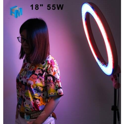 18" 55W Video LED Dimmable Ring Continuous Light with Diffuser Power Adapter Orange Filter for Photographic studio