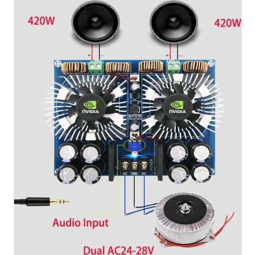 2*420W TDA8954TH Power Stage Audio Amplifier Board Dual Channels Stereo Class AD Home Theater amplificador