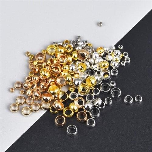 200-500pcs/Lot Spacer Loose Beads Dia 2 2.5 3 3.5mm Gold Silver Color Smooth Round Large Hole Beads DIY Making Jewelry Bracelet