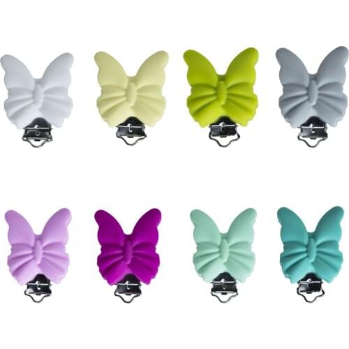 3Pcs Butterfly Silicone Pacifier Clip Holder Baby Dummy Soother Toddler Teether Chain DIY Necklace Accessorie