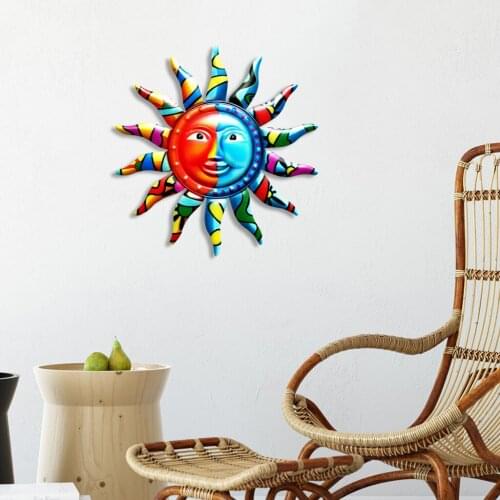3D Metal Sun Wall Art Decor Kitchen Garden Fence Sun Face Sculpture