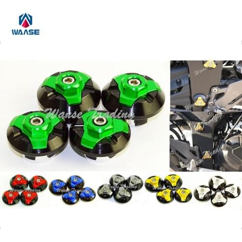 Waase Motorcycle 4pcs CNC Frame Hole Cap Cover Plug Low & Up For Kawasaki Ninja 250R 2008 2009 2010 2011 2012