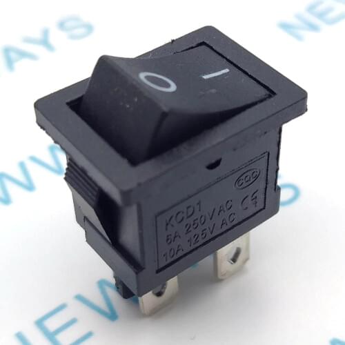 5Pcs/Lot 21X15Mm Kcd1-104 Rocker Switch Boat Rocker Power Switch Black 4 Pin 2 Terminal