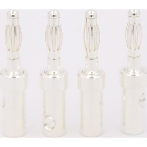 8pcs audio brass silver plated Banana plug speaker cable wire connector