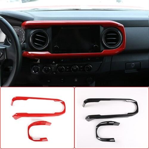 ABS Red Car Center Console Dashboard Frame Cover Trim Sticker For Toyota Tacoma 2016-2020 Car Interior Decoration Accessories