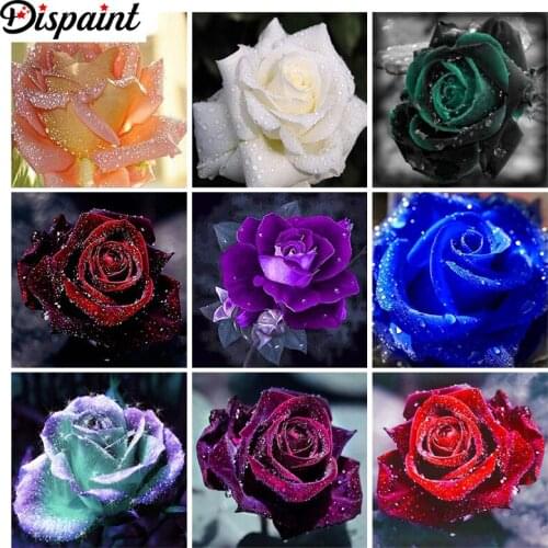 Dispaint 5D Diamond "Rose flower landscape" Diamond Embroidery Full Round/ Square Diy Diamond Painting Cross Stitch Home Decor