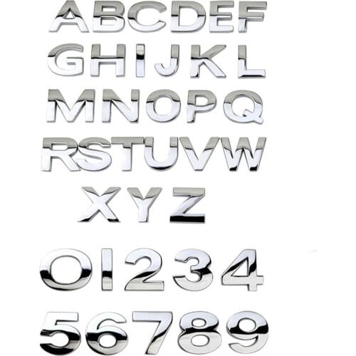 Car 3D letter English letters Car logo DIY alphanumeric metal body stickers word mark tail silver For BMW For For