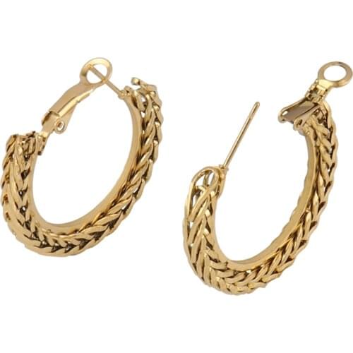 Punk Big Hoop Earrings Women Stainless Steel Earrings For Women Chain Hoop Earrings Charm Earrings Steel Earrings Jewelry Gifts