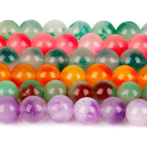 Natural Stone Beads 6/8/10mm Dyed Color Jades Beads Round Loose Beads For Jewelry Making DIY Necklace Bracelet