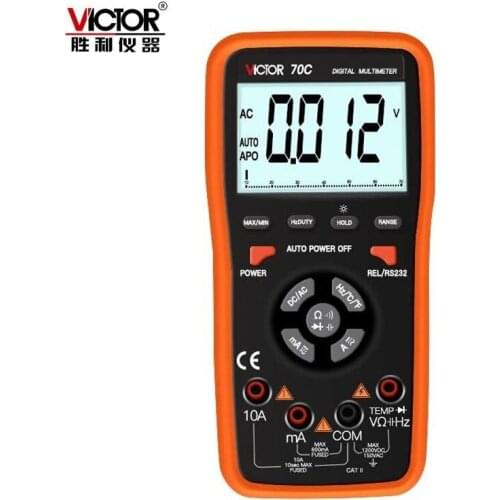 VICTOR VC70D 3 5/6 A Digital Multimeter Resistance Capacitance Frequency 60000 UF Auto-Range Smart Meter Backlight Display