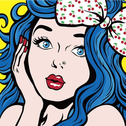 Diy 5D Diamond Dimond Painting Blue Haired Girl Full Square/Round Drill Embroidery Rhinestone Kit Home Decor