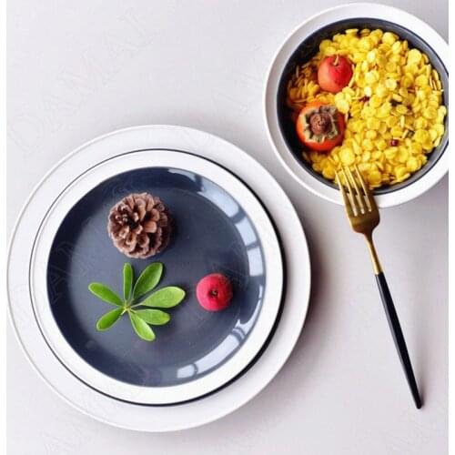 European Ceramic Plates Painted Decorative Western Steak Dishes Restaurant Serving Trays Fruit Salad Plate Kitchen Utensils