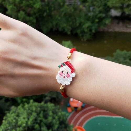 FAIRYWOO Merry Christmas Gift Jewelry For Women Red Rope Bracelet Miyuki Bead Friendship Bracelets Stainless Steel Accessories