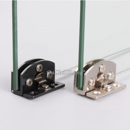Brand New 2PCS Zinc Alloy Glass Clamps Shopping Mall Jewelry Showcase Display Wine Cabinet Door Hinges Glass Bracket No Drilling