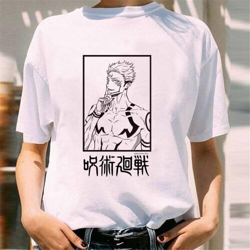 Jujutsu Kaisen Print Unisex Short Sleeve T shirt Cool Cartoon Anime Casual T-shirt Ryomen Sukuna Tee Tops Dropship Female