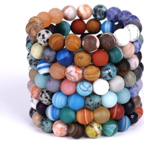 Galaxy Eight Planets Solar System 10mm Stone Beads Strand Bracelet Strench Women Men Jewelry