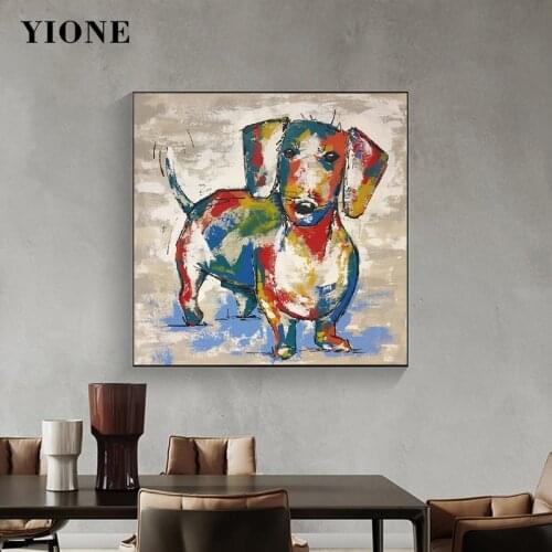 Graffiti Dachshund Oil Painting Modern Abstract Colorful Animal Dog Art Prints Wall Poster Canvas Picture for Living Room Decor