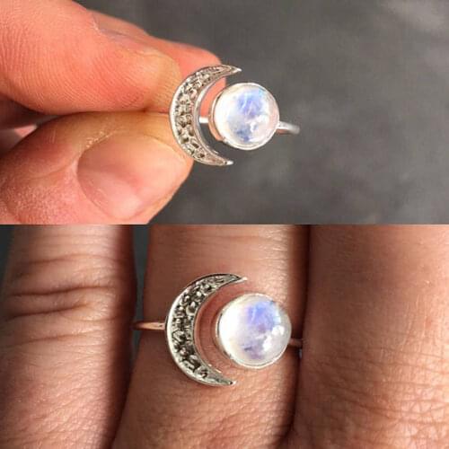 Fashion moon and sun Natural stone Rings for woman Simple Party Finger Jewelry girl Gift Dropshipping