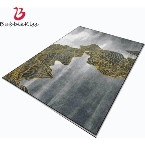 Bubble Kiss Nordic Style Non-Slip Abstract Carpets For Living Room Ink Gold Line Pattern Rugs Anti-wrinkle Bedside Floor Mats
