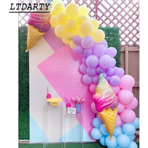 Summer party big rainbow ice cream aluminum foil balloon Babyshower girl birthday party candy macaron latex decoration balloon