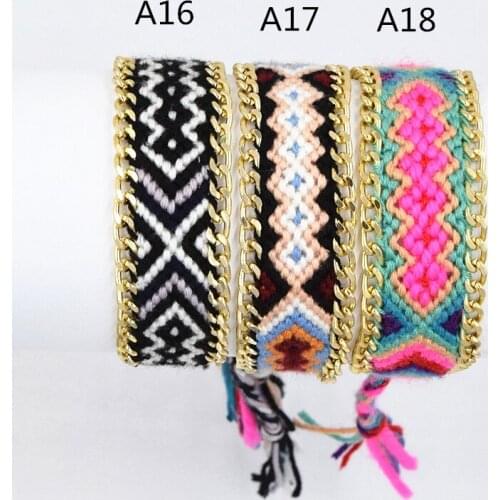 Hot Selling Handmade Friendship Bracelet Gold Color Alloy Chain Cotton String Woven Women Bracelet Girls Bracelet Gift Bracelet