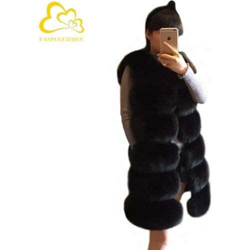 Fashion Medium Long Artifical Fox Fur Vest Winter Women Luxury Faux Fur Vest Furry Slim Woman Warm Fake Fox Fur Coats Ladies