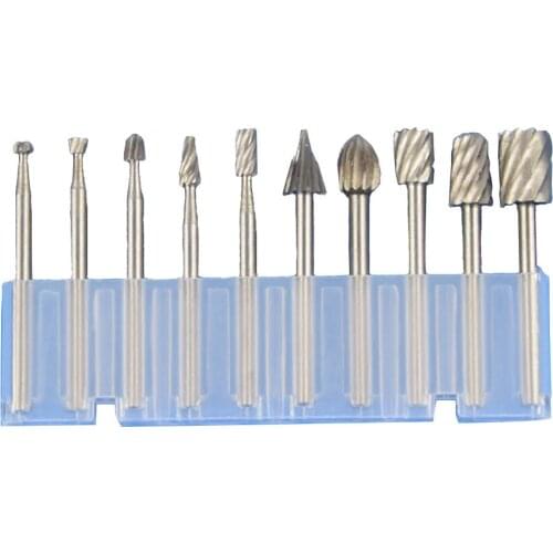 10Pcs Tungsten Carbide Rotary Tool Burr Die Grinder Shank Drill Carving Bit Abrasive Tools Electric Grinding Accessories Set