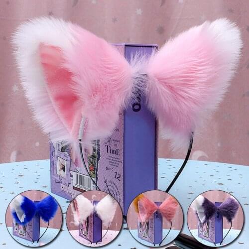 Comic Exhibition Cosplay Headband Women Girls Cute Soft Faux Fur Cat Ear Hair Hoop Fashion Halloween Christmas Party Headwear