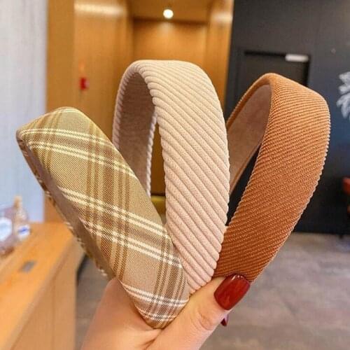 Autumn Winter Retro Hairband Women Wide Korea Sweet Plaid Headband Press Hairbands Headband Hair Accessories