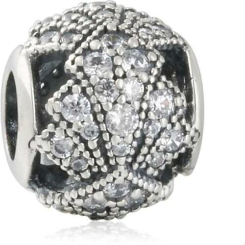 Fits Brand Bracelets DIY CZ Pave Oriental Fan Charms Beads Original 925 Sterling Silver Brand Jewelry For Women 2019 Summer