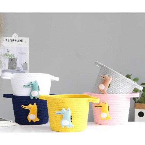 Bear Crocodile Pendant Cotton Rope Storage Baskets Woven Dirty Clothes Laundry Basket Kids Toys Desktop Sundries Organizer Box