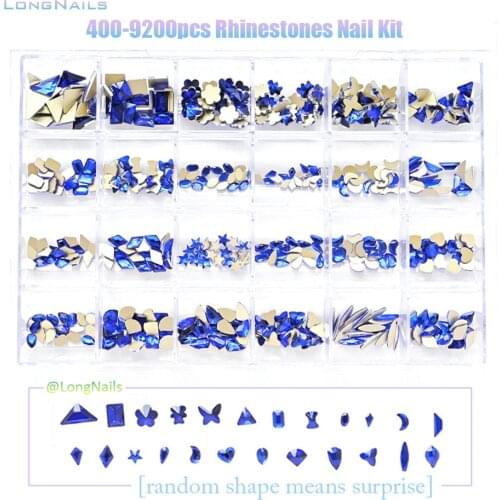 24/18grids Rhinestones Flatback Kit 240pcs Alloy Charms 400,1000,7900,9200pcs Neon,Pink,AB,Blue Glass Nail Jewelry Crystals 2021