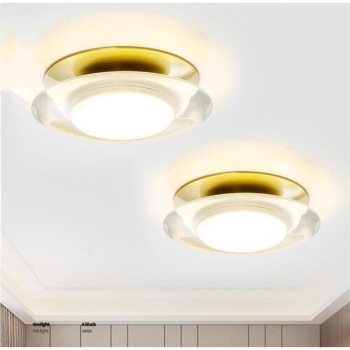 Full copper ultra-thin embedded crystal ceiling lights bedroom living room light led luxury aisle saucer ceiling lamps fixtures