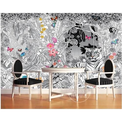 Custom photo wallpaper 3d wall murals wallpaper Hand-painted patterns white butterfly retro art murals wallpaper home decoration