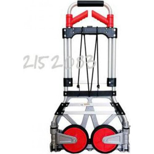 Aluminum Alloy Folding Trolley Cart Portable Hand Luggage Cart Home Grocery Shopping Push Car Heavy Handling Tow Truck