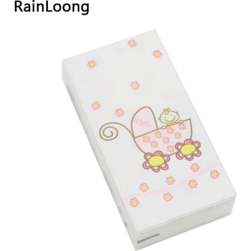 [RainLoong] Cartoon Printed Pocket Paper Napkin Tissue Handkerchiefs For Decoration Personal Care 21*21cm 5packs (10pcs/pack)