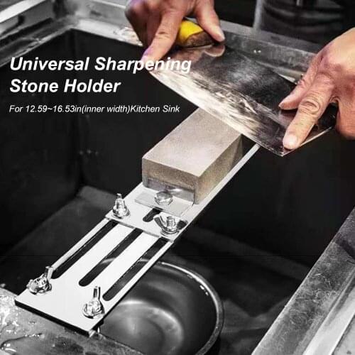 Adjustable Over Sink Sharpening Stone Holder Retractable Non-slip Whetstone Sink Bridge Fits 12.2in to 15.74in Kitchen Sink Rack