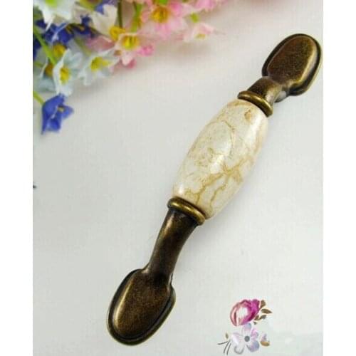 3" kitchen cabinet handle Marble vein ceramic cupboard pull 76mm bronze drawer dresser furniture door handle knob vintage pulls