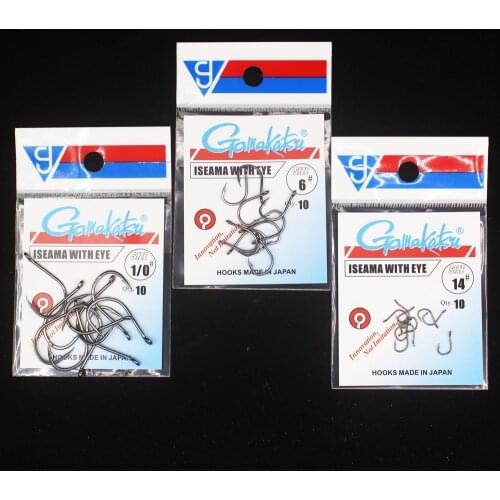 Gamakatsu Fishing Hook 10pcs/lot Iseama Circle Carp Eyed Fishing Hook Fishhooks Single Jig Hook Size 1/0-14# Ring eye Japan