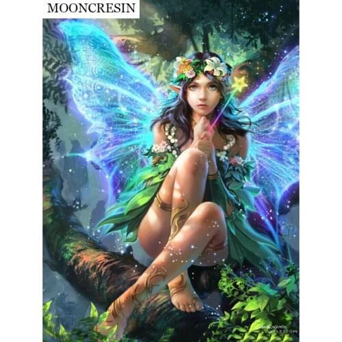 Diy Diamond Embroidery Cross Stitch Cartoon Butterfly Fairy 5D Diamond Painting Mosaic Square Rhinestone Needlework Home Decor