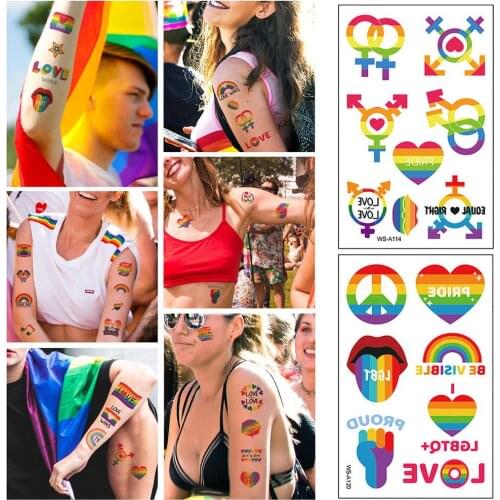 10PCS LGBT Rainbow Temporary Tattoos Waterproof Face Stickers Easy To Apply And Non-toxic Party Bag Stuffing Boys Birthday Gift