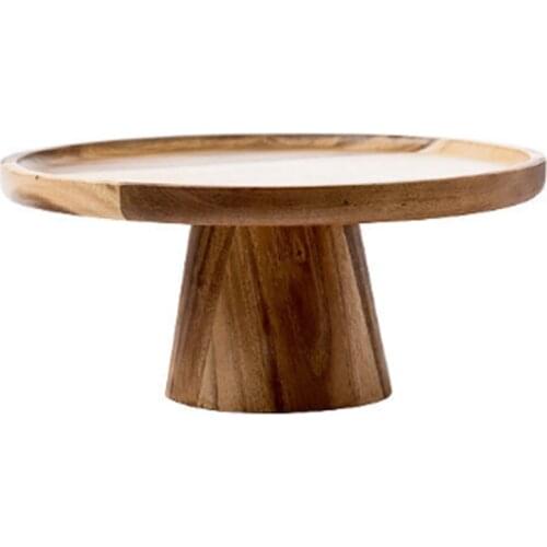 Japan Style High Stand Wooden Cake Plate Creative Food Serving Trays Multi-Use Eco Wood Desserts Fruits Tray Home Decor Storage