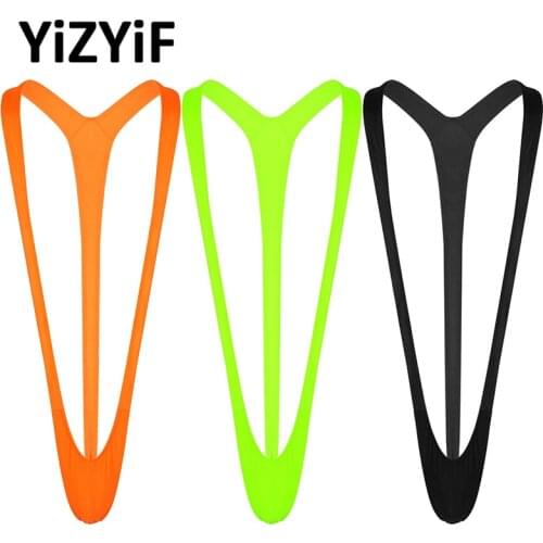 Bright Fluoro Sexy Men Mankini Thong one piece swimsuit men Stretch Open Deep V-Neck Men Beach Swimwear Swimsuit Men Lingerie