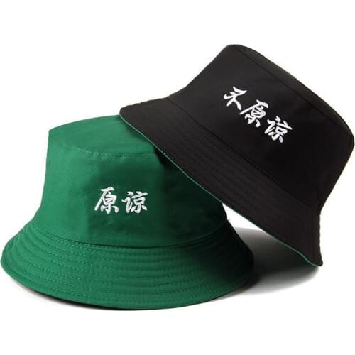 COKK Casual Sun Hat Letter Bucket Hat Men Women Bob Hip Hop Caps Summer Panama Foldable Double Sided Dance Hat Casual Korean