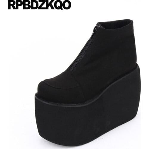 Plus Size 12 44 Zipper 10 Big Fetish Comfortable Flat Fashion Muffin Black Autumn Women Ankle Boots 2016 Round Toe Female New