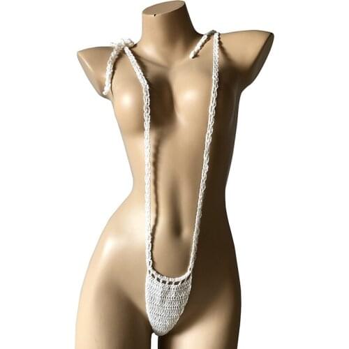 Women Crochet Bikini Thongs Bandage Bikini Swim G-String T Back Knitted Cotton Beachwear Panties Underwear Exotic Lingerie