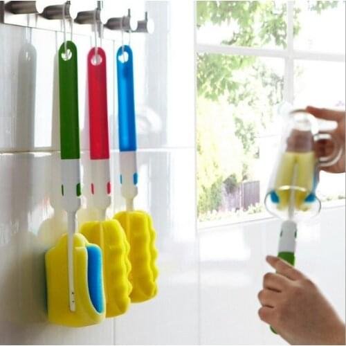 1PC Removable Sponge Kitchen Cleaning Brush Multifunction Handled Washing Brush For Bottle Glass Cup Mug Cleaning Tool