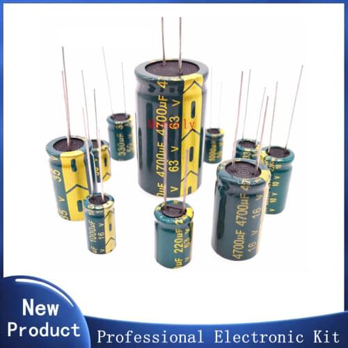 2-50pcs 10V 16V 25V 35V 50V High Frequency Low ESR Aluminum Capacitor 100UF 220UF 330UF 470UF 680UF 1000UF 1500UF 2200UF 3300UF